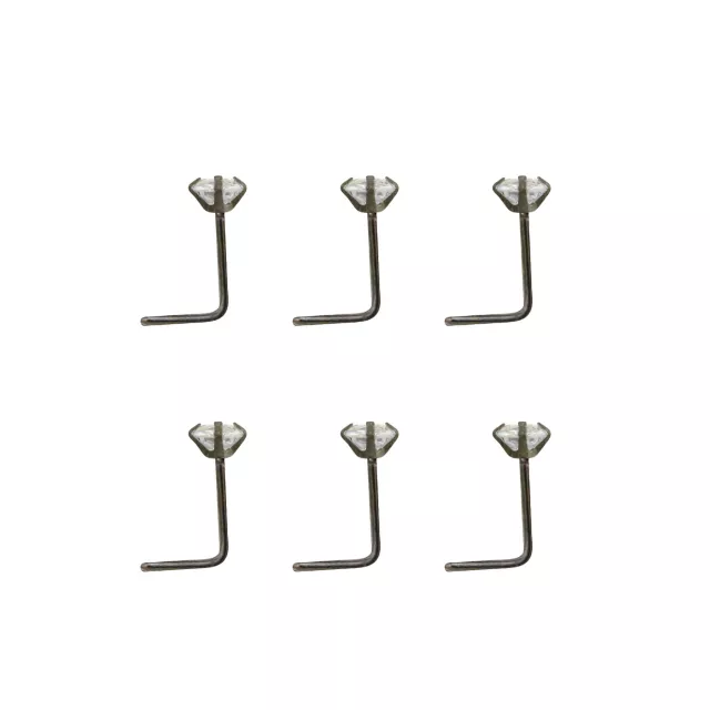 Multi-Pack CZ L-Bend Nose Rings - 6 Pack at Spencer's