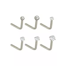 Multi-Pack CZ L-Bend Nose Rings - 6 Pack at Spencer's