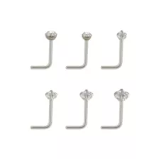Multi-Pack CZ L-Bend Nose Rings - 6 Pack at Spencer's