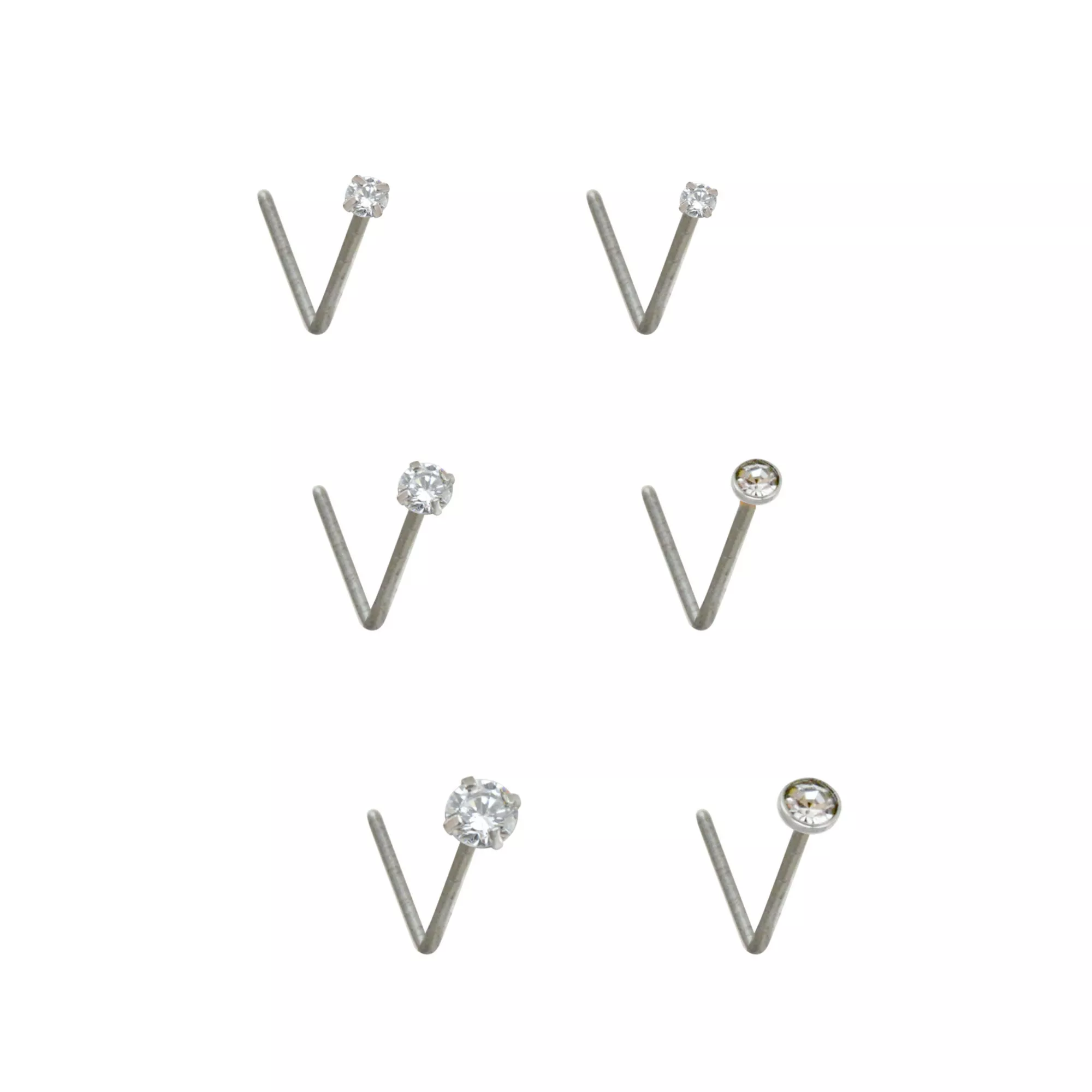 Multi-Pack CZ L-Bend Nose Rings