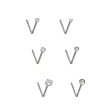 Multi-Pack CZ L-Bend Nose Rings - 6 Pack at Spencer's