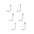 Multi-Pack CZ L-Bend Nose Rings - 6 Pack at Spencer's