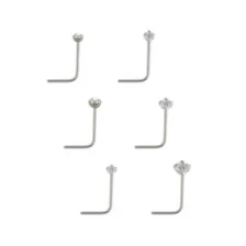 Multi-Pack CZ L-Bend Nose Rings - 6 Pack at Spencer's