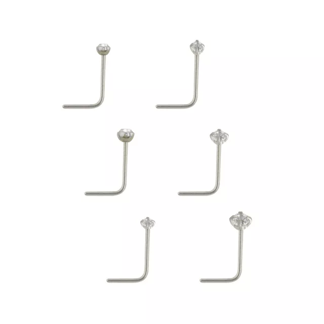 Multi-Pack CZ L-Bend Nose Rings - 6 Pack at Spencer's