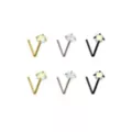 Multi-Pack Gem L-Bend Nose Rings - 6 Pack at Spencer's