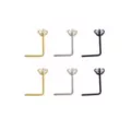 Multi-Pack Gem L-Bend Nose Rings - 6 Pack at Spencer's