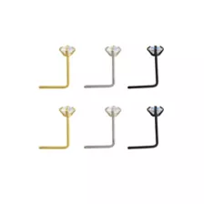 Multi-Pack Gem L-Bend Nose Rings - 6 Pack at Spencer's