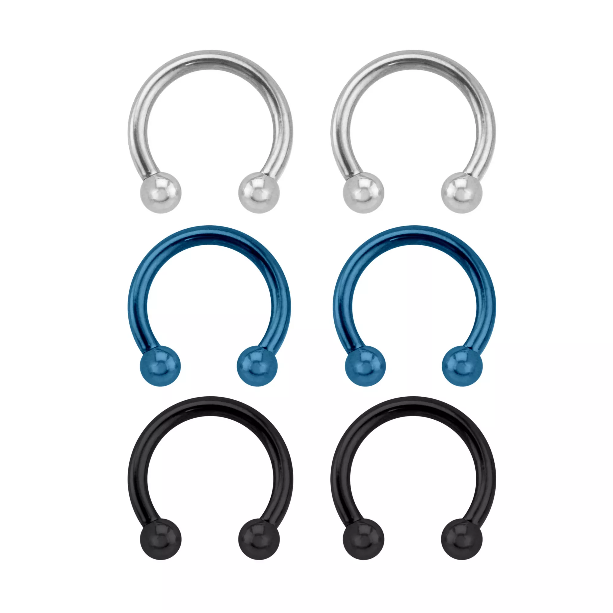 Multi-Pack Blue Horseshoe Rings - 3 Pair at Spencer's