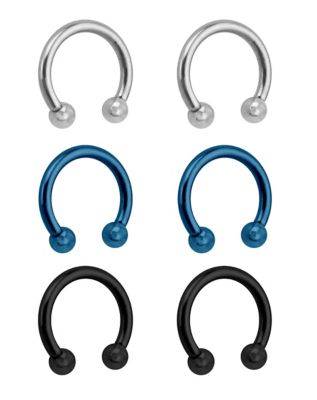 Multi-Pack Blue Horseshoe Rings - 3 Pair