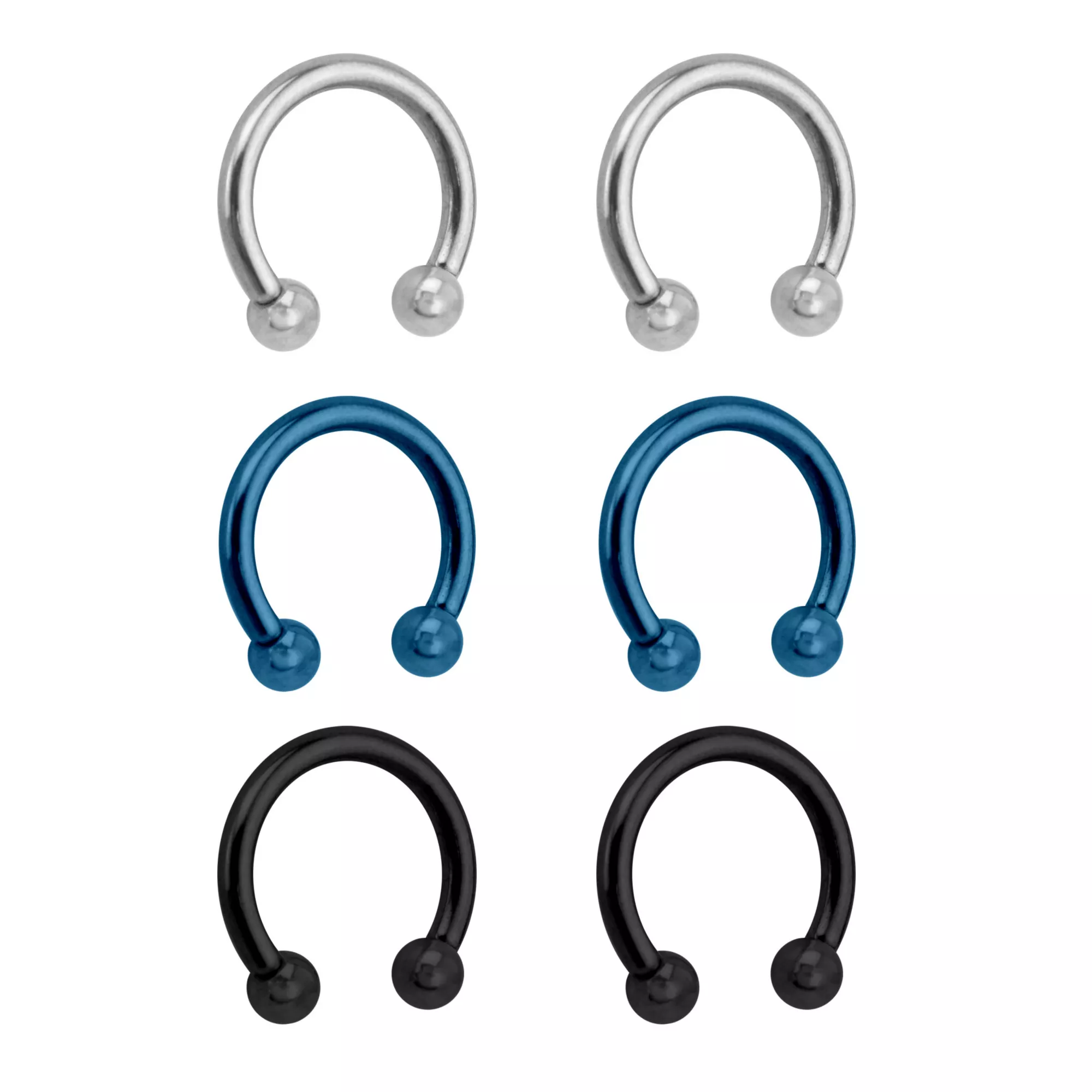 Multi-Pack Blue Horseshoe Rings - 3 Pair at Spencer's