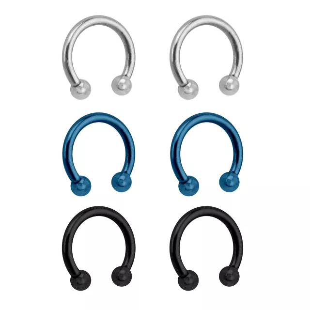 Multi-Pack Blue Horseshoe Rings - 3 Pair at Spencer's