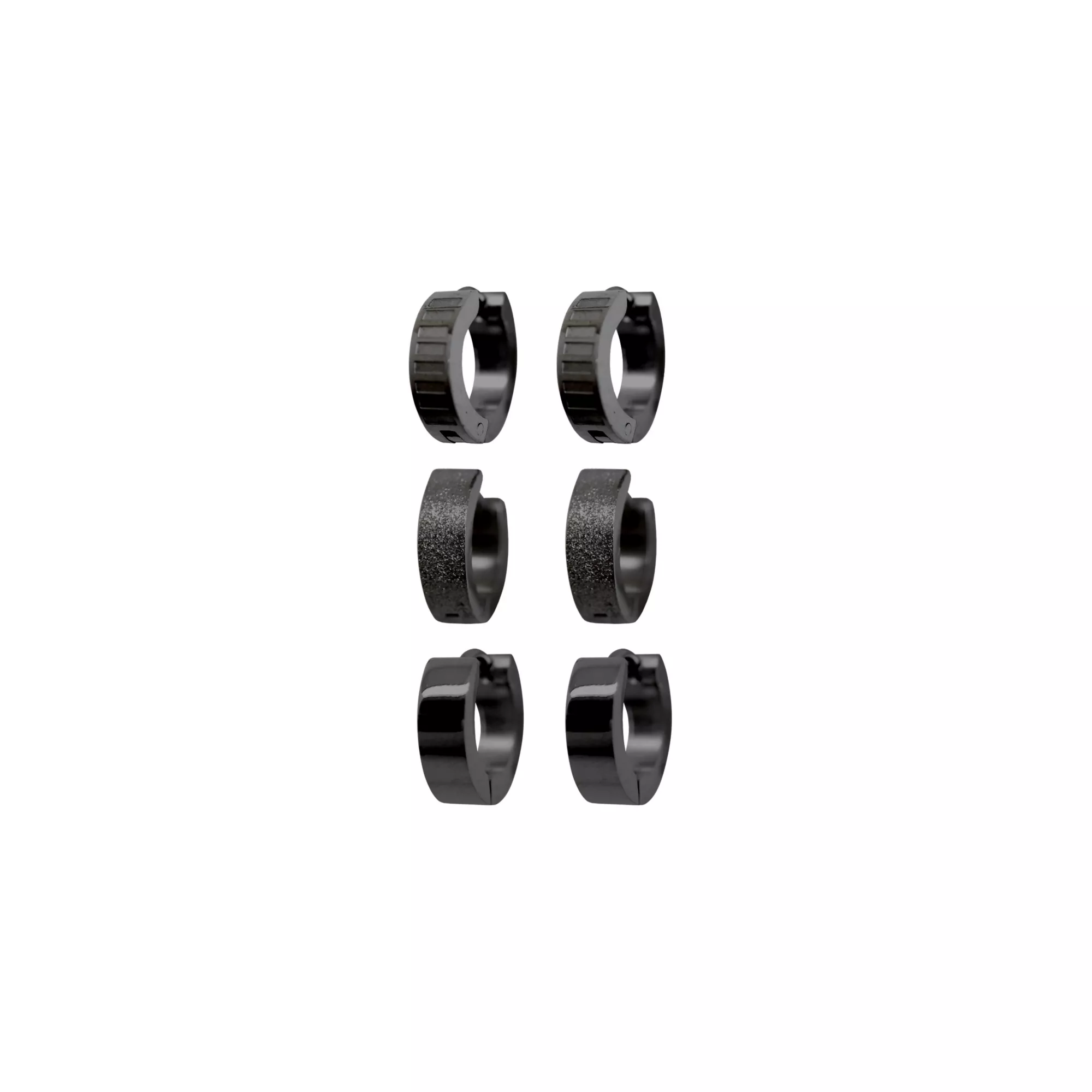 Black Huggie Hoop Earrings - 3 Pair at Spencer's