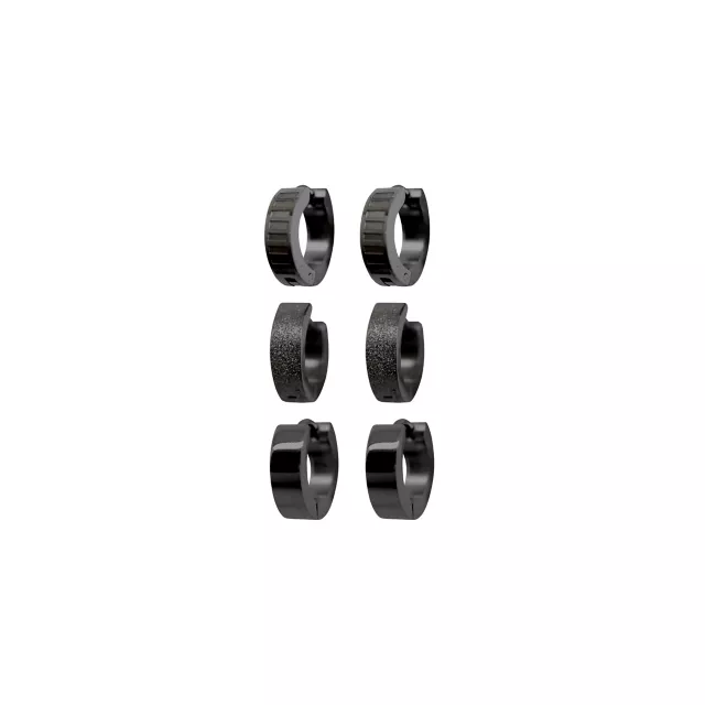 Black Huggie Hoop Earrings - 3 Pair at Spencer's