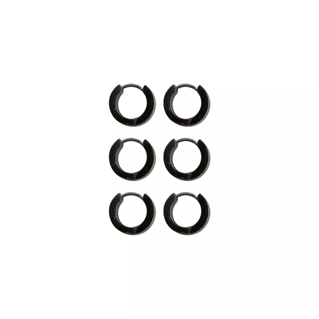 Black Huggie Hoop Earrings - 3 Pair at Spencer's