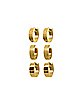 Goldtone Huggie Hoop Earrings 3 Pair - 18 Gauge