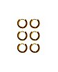 Goldtone Huggie Hoop Earrings 3 Pair - 18 Gauge