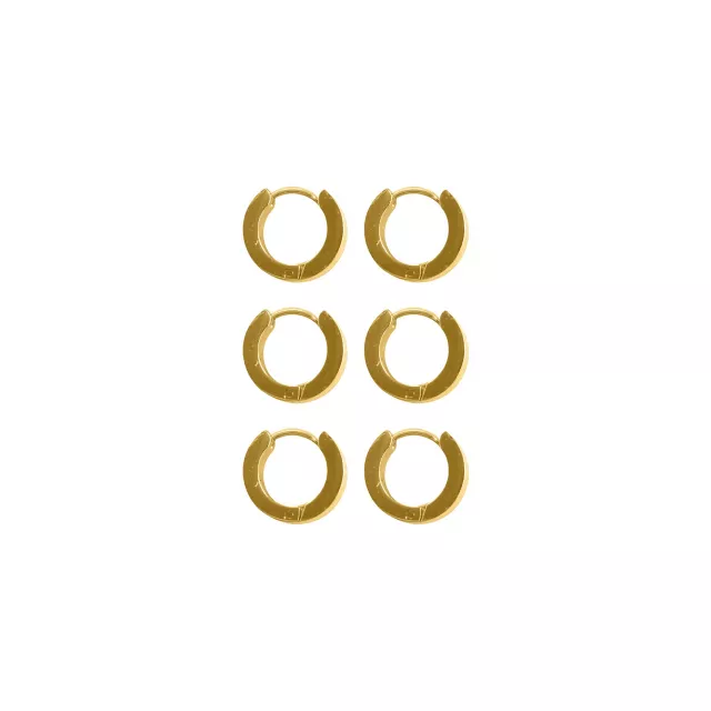 Goldtone Huggie Hoop Earrings 3 Pair - 18 Gauge at Spencer's