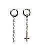 Chain Cross Dangle Huggie Hoop Earrings - 18 Gauge