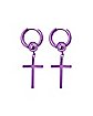 Purple Cross Dangle Earrings