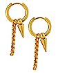 Goldtone Cross Huggie Dangle Earrings - 18 Gauge