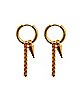 Goldtone Chain Spike Dangle Huggie Hoop Earrings - 18 Gauge