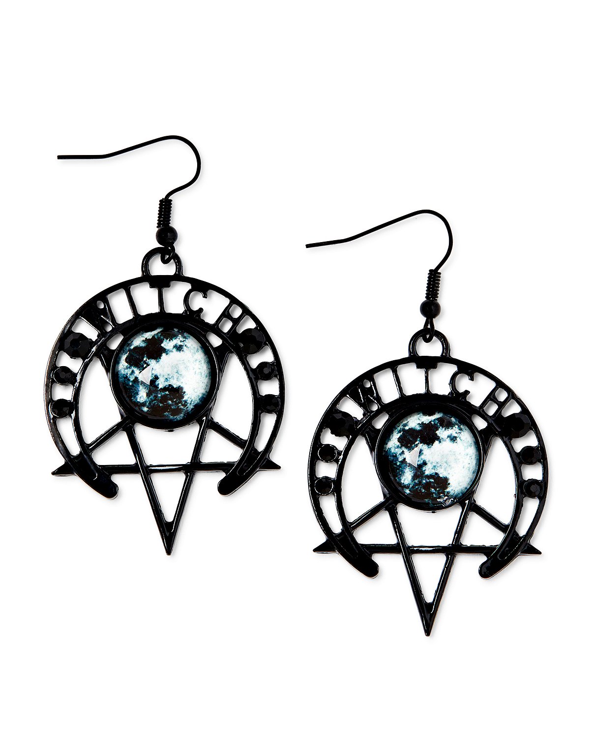Moon Witch Pentagram Dangle Earrings