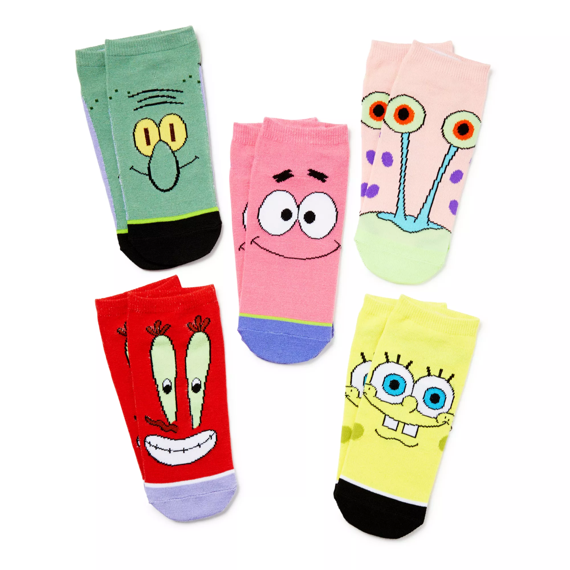 Multi-Pack SpongeBob SquarePants Character Ankle Socks - 5 Pair at Spencer's