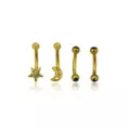 Multi-Pack CZ Star Moon Curved Barbells 4 Pack - 16 Gauge at Spencer's