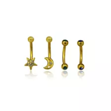 Multi-Pack CZ Star Moon Curved Barbells 4 Pack - 16 Gauge at Spencer's