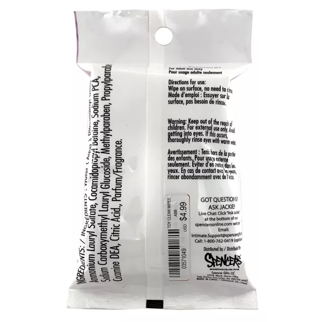 Antibacterial Sex Toy Cleaning Wipes - Hott Love at Spencer's