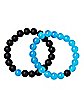 Blue and Black Long Distance Beaded Bracelets - 2 Pack