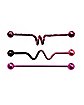 Multi-Pack Pink Twisted Ombre Industrial Barbells 3 Pack - 14 Gauge