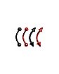 Mutli-Pack Black and Red Curved Barbells 4 Pack - 16 Gauge