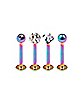 CZ Rainbow Labret Lip Rings 4 Pack - 16 Gauge