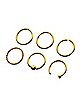 Multi-Pack Goldtone Hoop Nose Rings 6 Pack - 20 Gauge