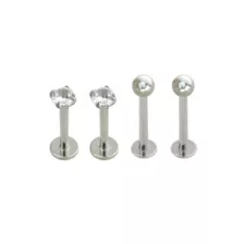 Multi-Pack CZ Labret Lip Rings 4 Pack - 16 Gauge at Spencer's