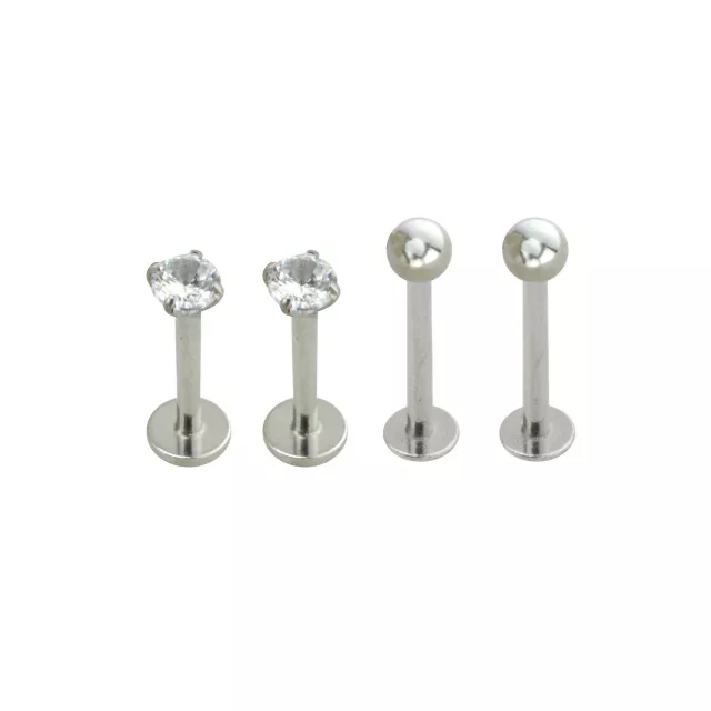 Multi-Pack CZ Labret Lip Rings 4 Pack - 16 Gauge at Spencer's
