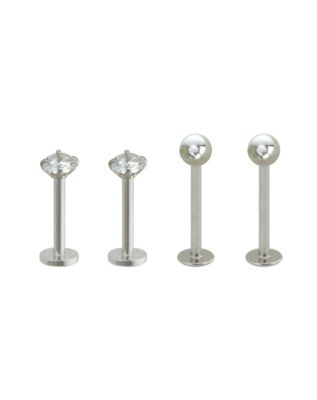 Multi-Pack CZ Labret Lip Rings 4 Pack - 16 Gauge