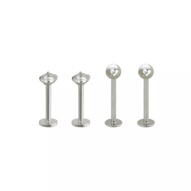 Multi-Pack CZ Labret Lip Rings 4 Pack - 16 Gauge at Spencer's
