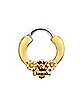 Goldtone Bumble Bee Daisy Clicker Septum Ring - 16 Gauge