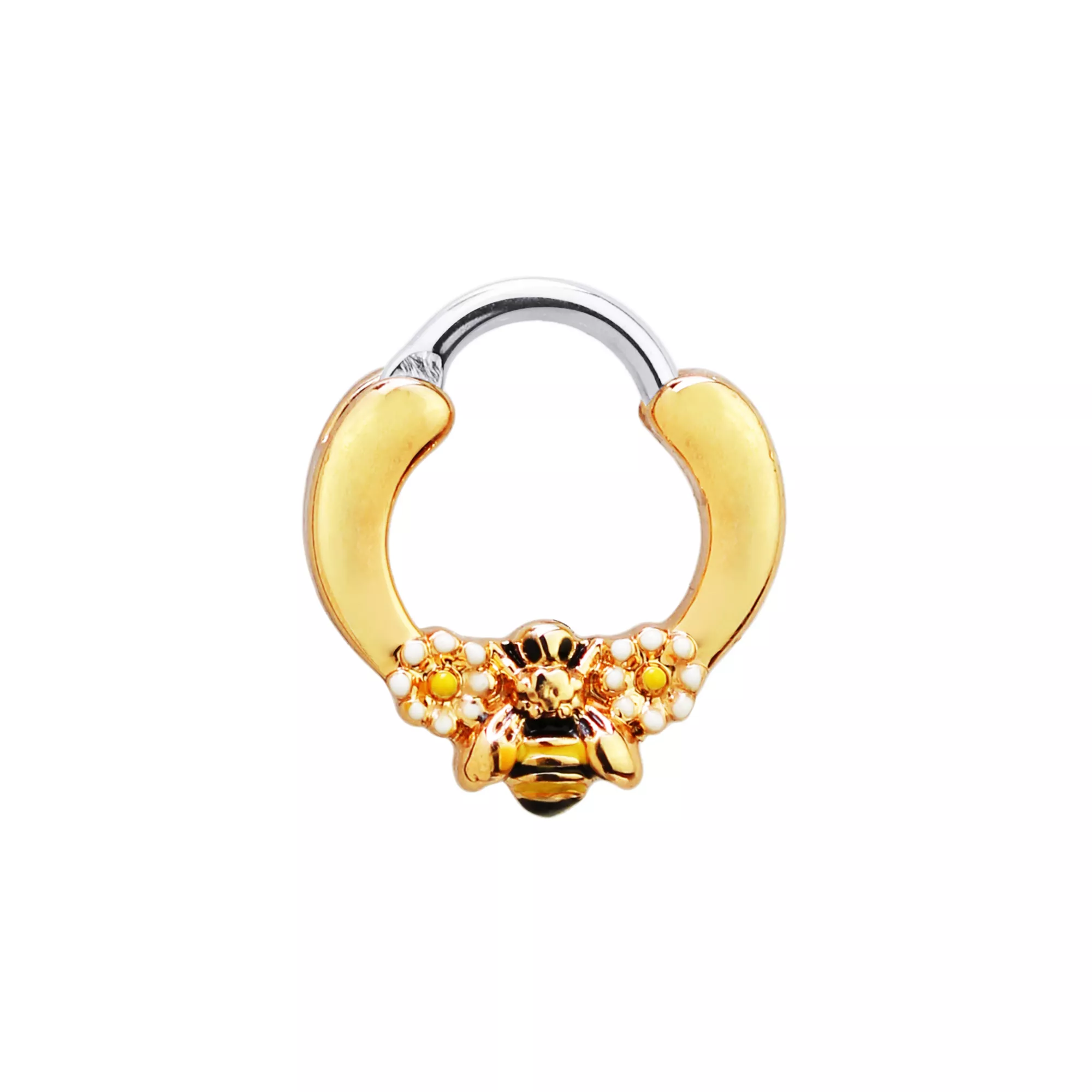 Goldtone Bumble Bee Daisy Clicker Septum Ring - 16 Gauge at Spencer's