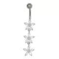 CZ Flower Titanium Dangle Belly Ring - 14 Gauge at Spencer's