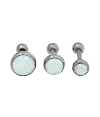 Opal-Effect Titanium Cartilage Earrings 3 Pack - 16 Gauge