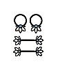 Multi-Pack Black CZ Lotus Flower Nipple Barbells and Captive Rings 2 Pair - 14 Gauge