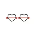 Red and Black Heart Nipple Shields - 14 Gauge at Spencer's