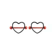 Red and Black Heart Nipple Shields - 14 Gauge at Spencer's