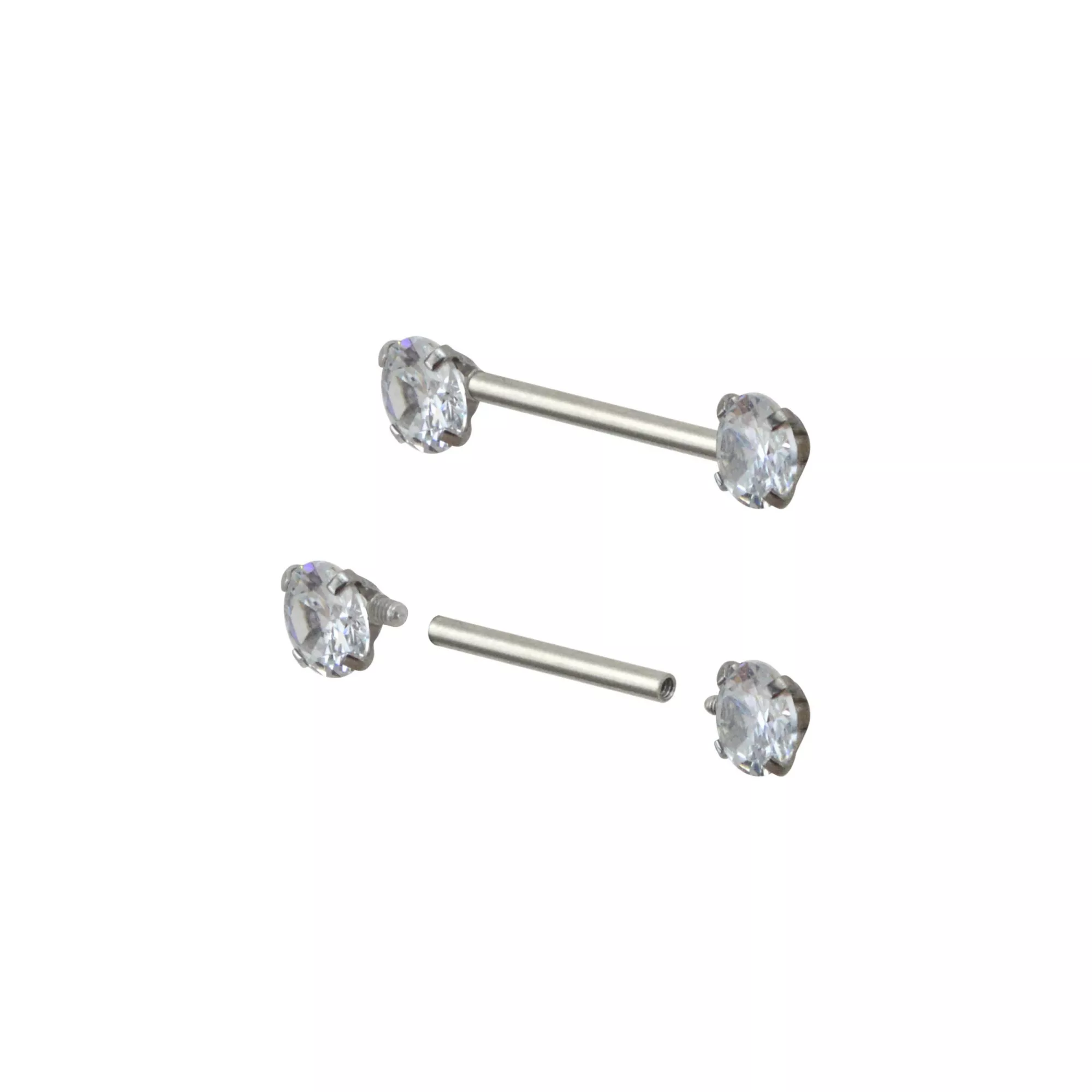 Clear CZ Silver-Tone Nipple Barbells - 14 Gauge at Spencer's