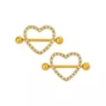 Goldtone CZ Heart Nipple Shields - 14 Gauge at Spencer's