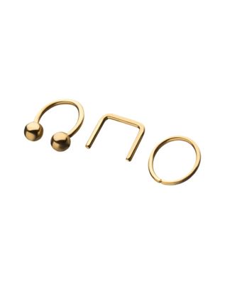 Multi-Pack Goldtone Septum Rings 3 Pack - 16 Gauge