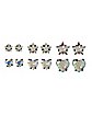 Star and Heart CZ Stud Earrings 20 Gauge - 6 Pair